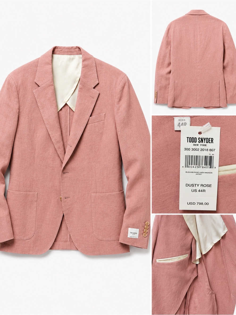 Todd Snyder Dusty Rose Men's Blazer - Single-Breasted Sport Coat